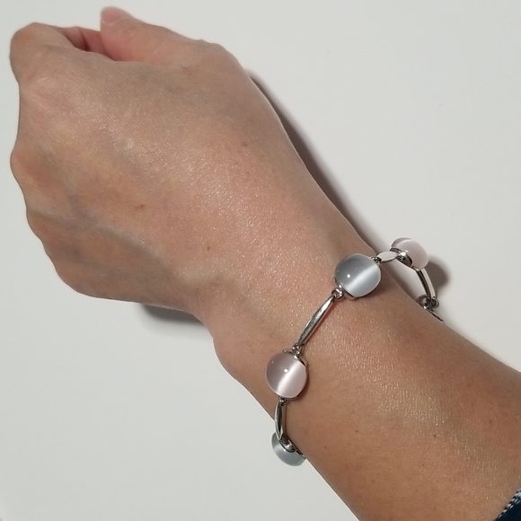 Unbranded Silver Bracelet With Grey and Pink Stones - Picture 4 of 9